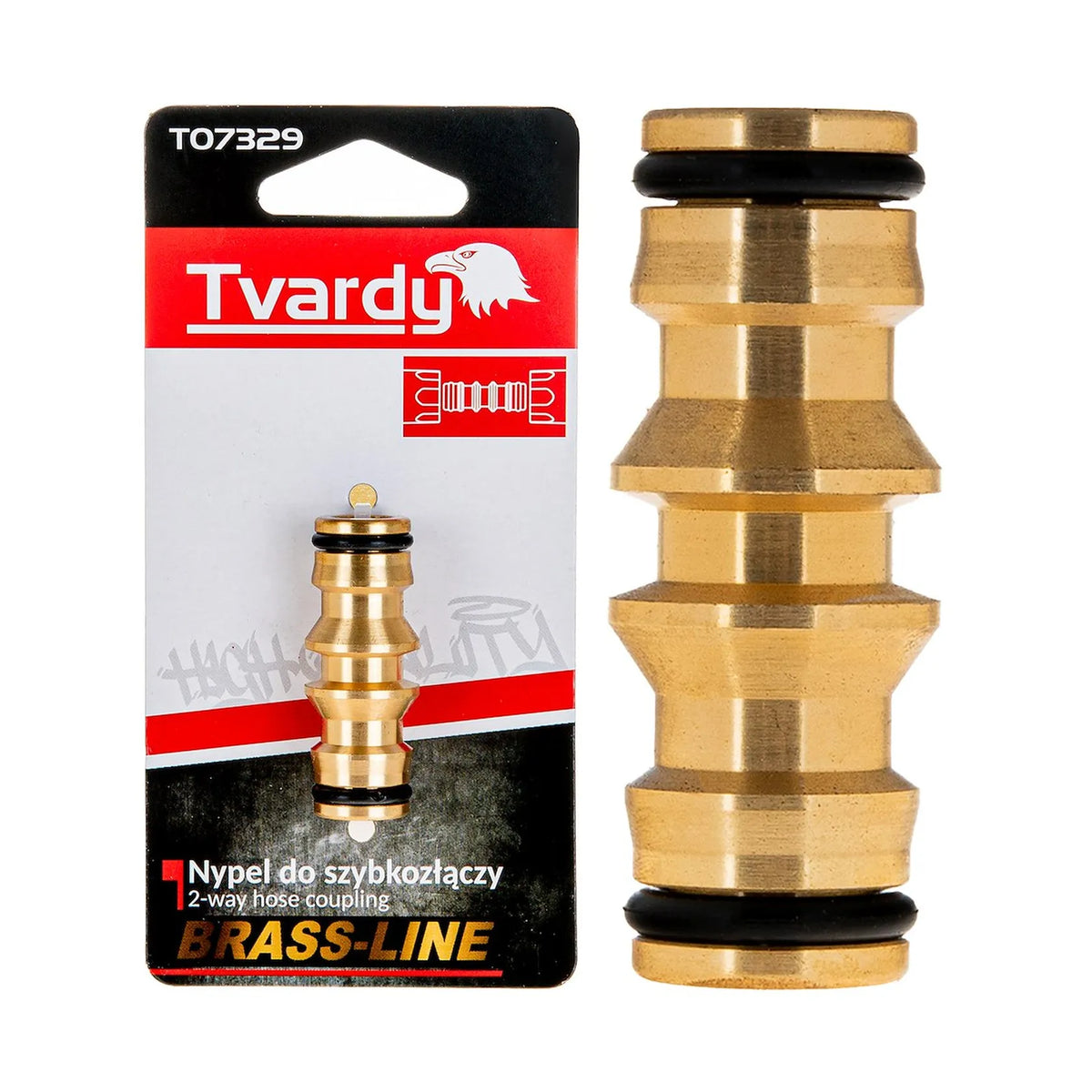Tvardy messing 2-weg slangverbindingsstuk BRASS-LINE serie