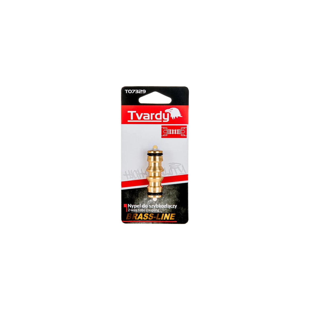 Tvardy messing 2-weg slangverbindingsstuk BRASS-LINE serie