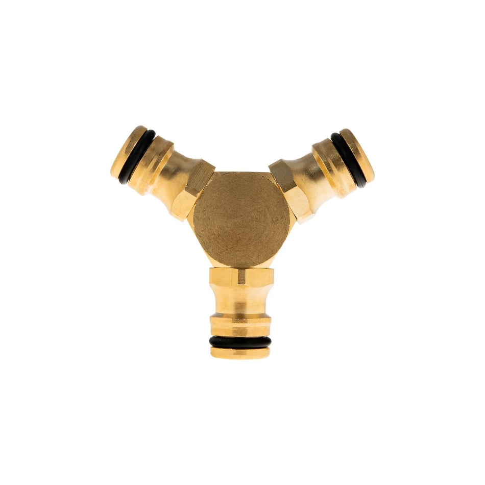 Tvardy 3-weg slangverbindingsstuk messing BRASS-LINE serie