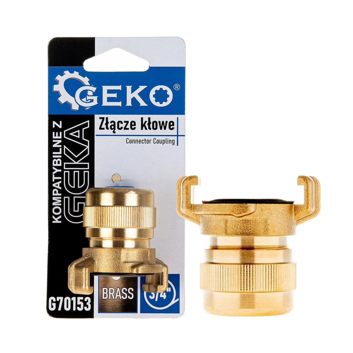 GEKO messing koppeling voor 3/4" tuinslang met GEKA aansluiting