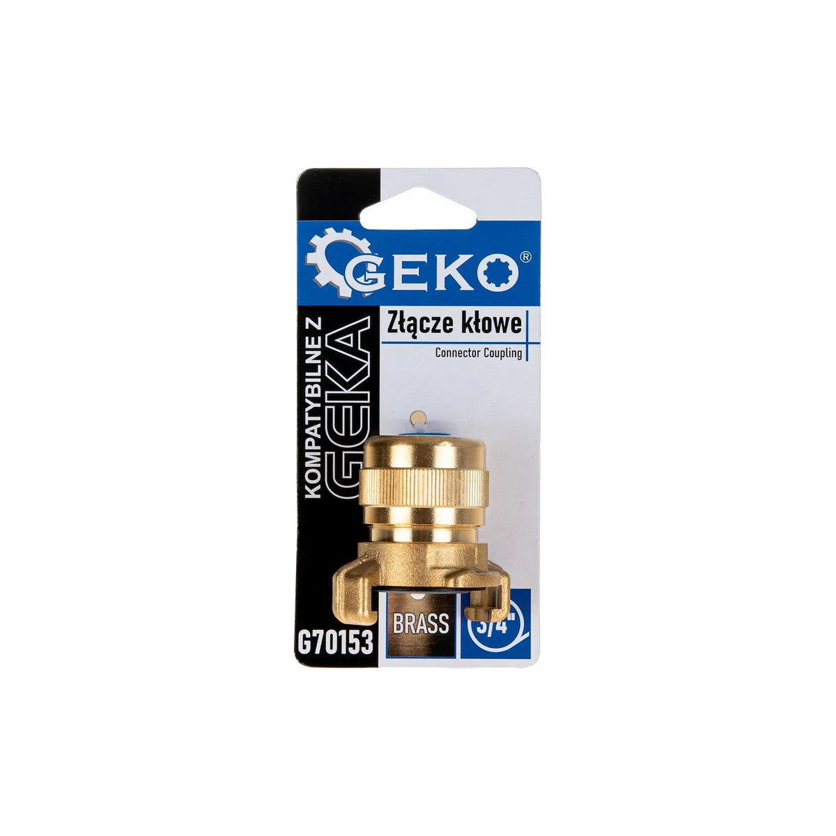GEKO messing koppeling voor 3/4" tuinslang met GEKA aansluiting