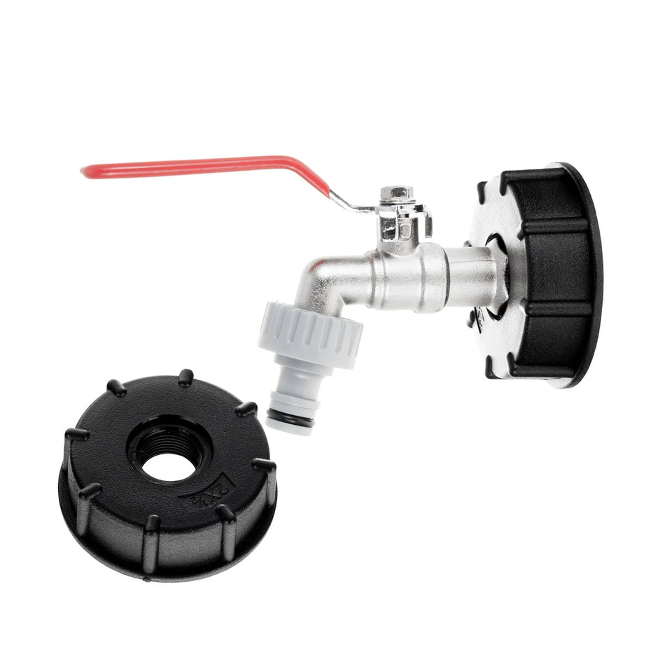 GEKO IBC set met S60x6 adaptor, 1/2" kraan en 3/4" buitendraad slangkoppeling