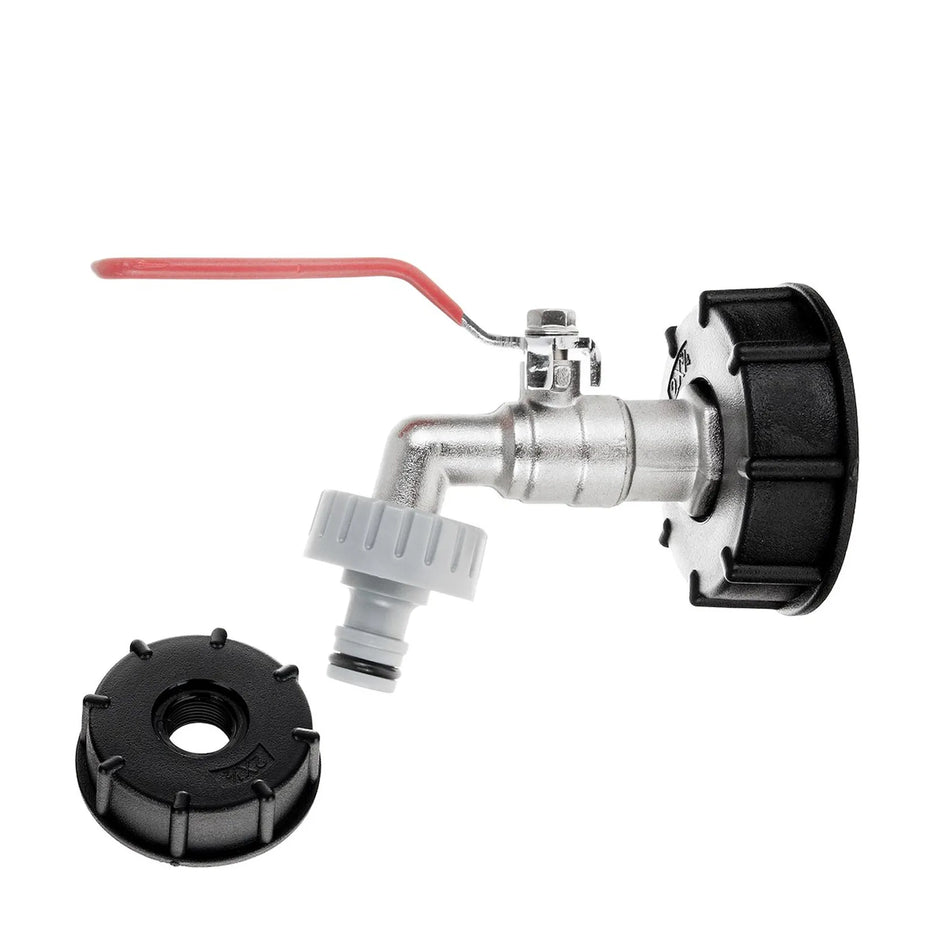 GEKO IBC set snelkoppeling met S60x6 adapter en 3/4" tap 1" buitendraad