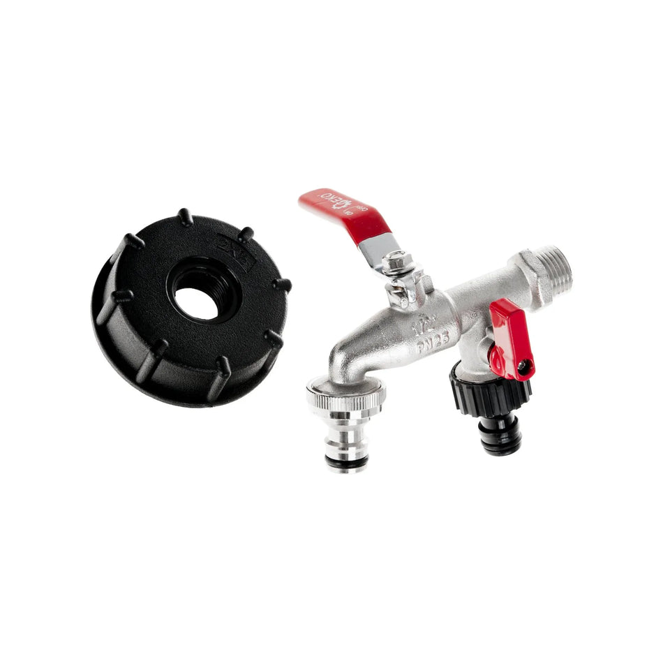GEKO IBC-set S60x6 adapter met 1/2 inch kraan en slangkoppelingen