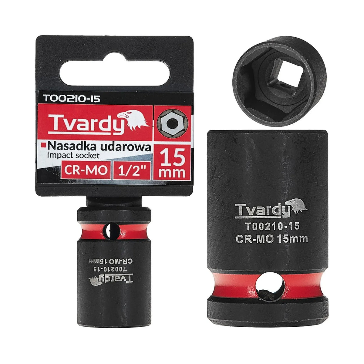 Tvardy dop-impactsleutel 1/2" 6-kant 15 mm CR-MO kort