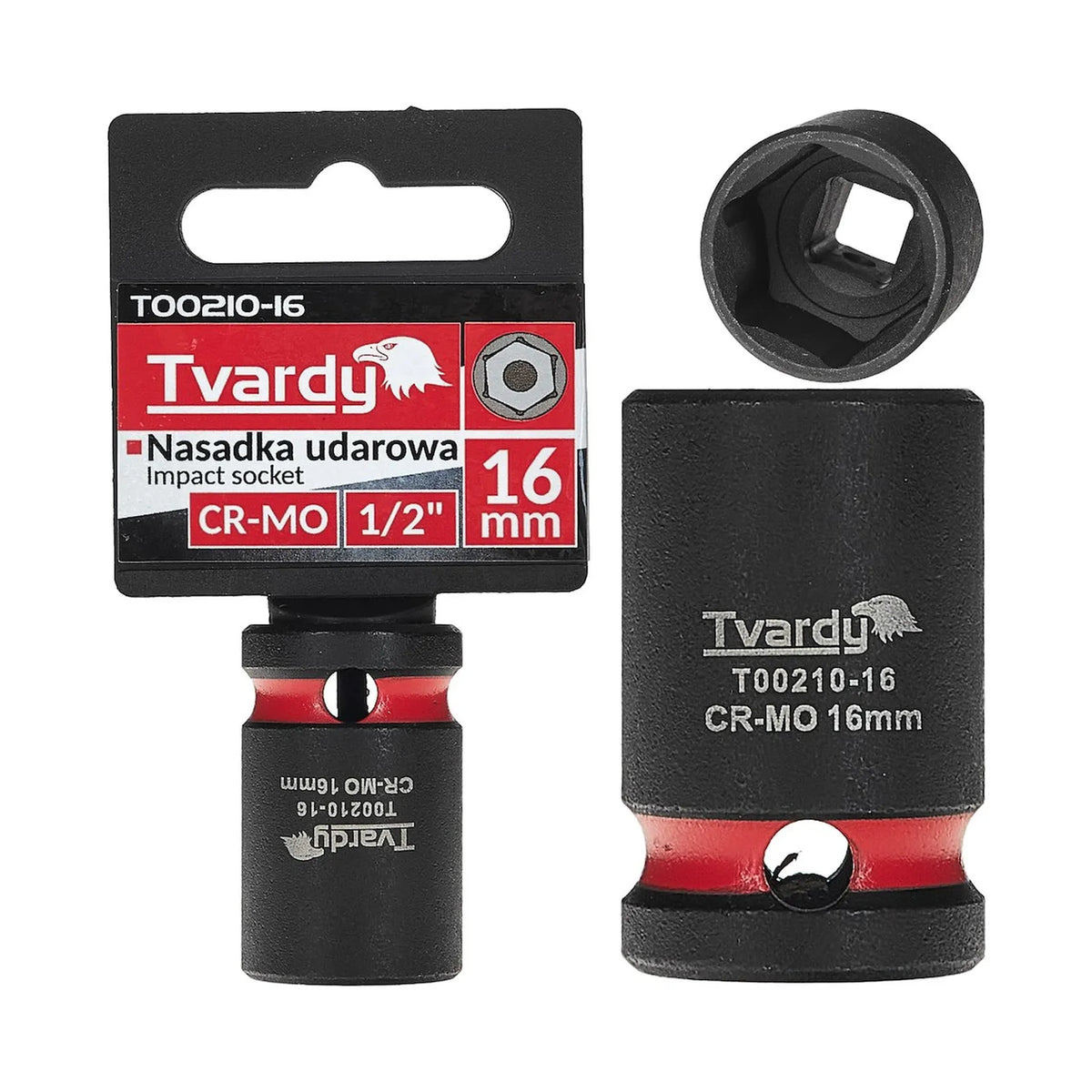 Tvardy Slagmoersleuteldop 1/2" 6-Kant 16 mm CR-MO