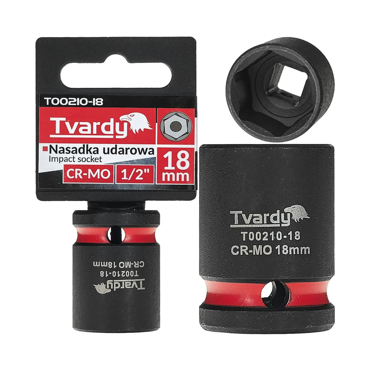 Tvardy Slagmoersleuteldop 1/2" 6-Kant 18 mm CR-MO