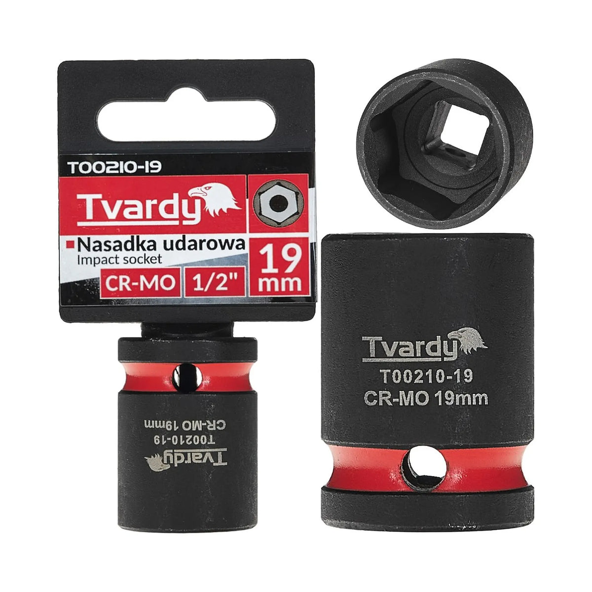 Tvardy Slagmoersleuteldop 1/2" 6-Kant 19 mm CR-MO