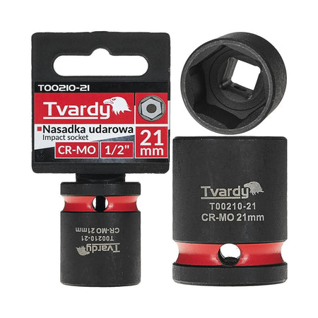Tvardy Slagmoersleuteldop 1/2" 6-kant 21 mm CR-MO kort