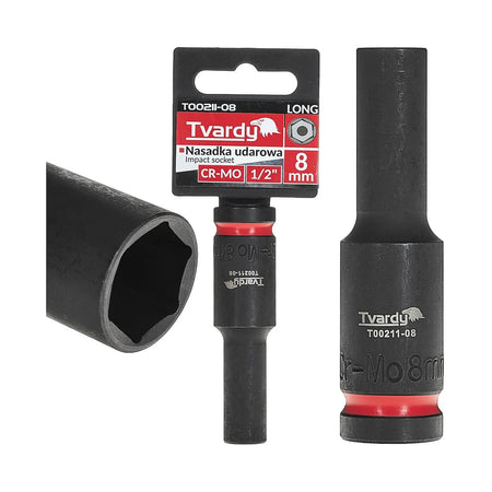 Tvardy Impactdop Lang 1/2" 6PT 8 mm CR-MO