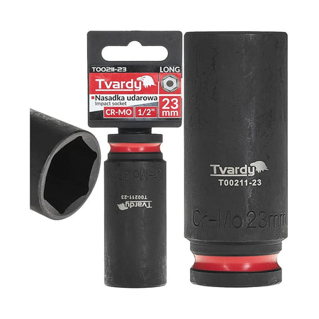 Tvardy Impactdop lang 1/2" 6-zijdig 23 mm CR-MO