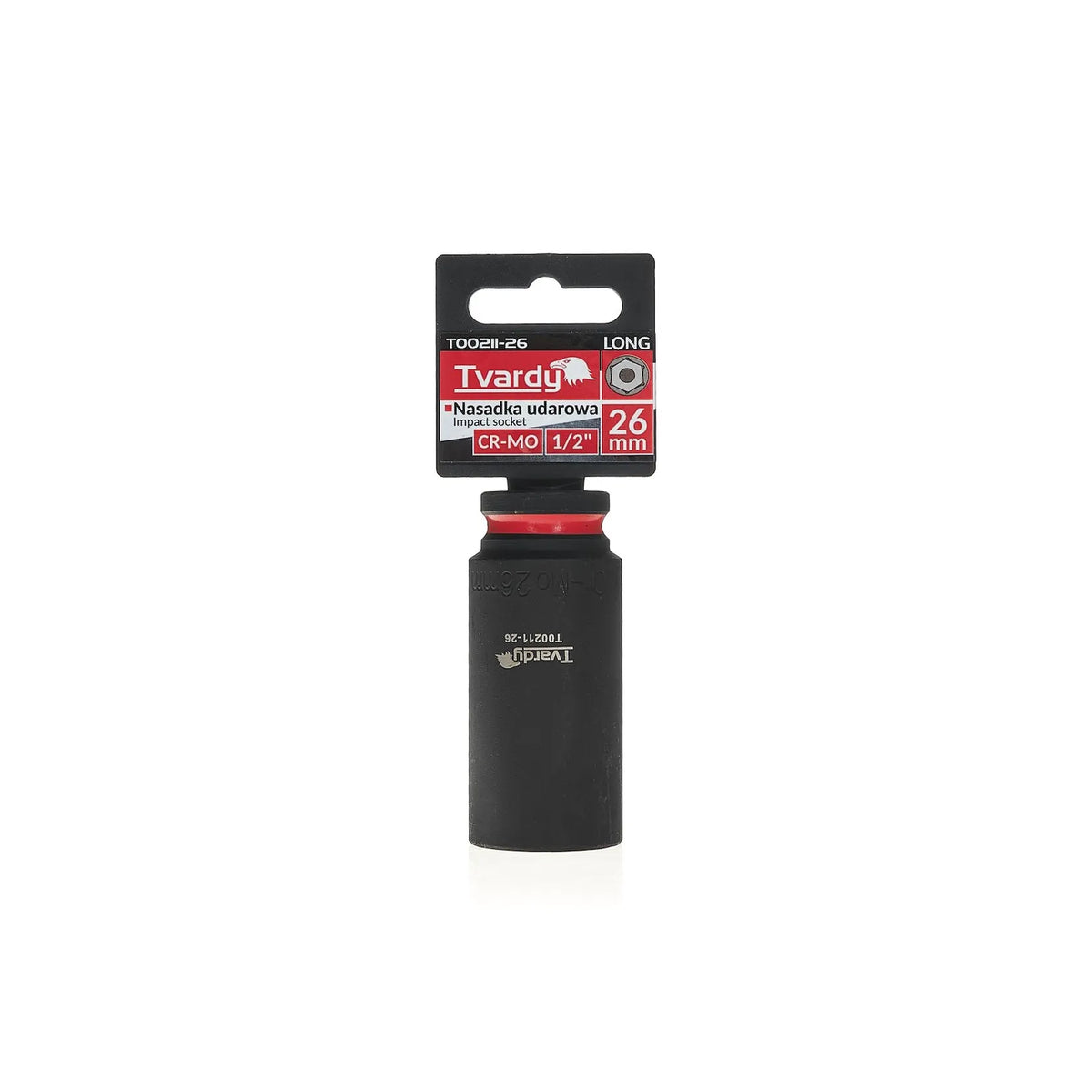 Tvardy Impactdop lang 1/2" 6-zijdig 26 mm CR-MO