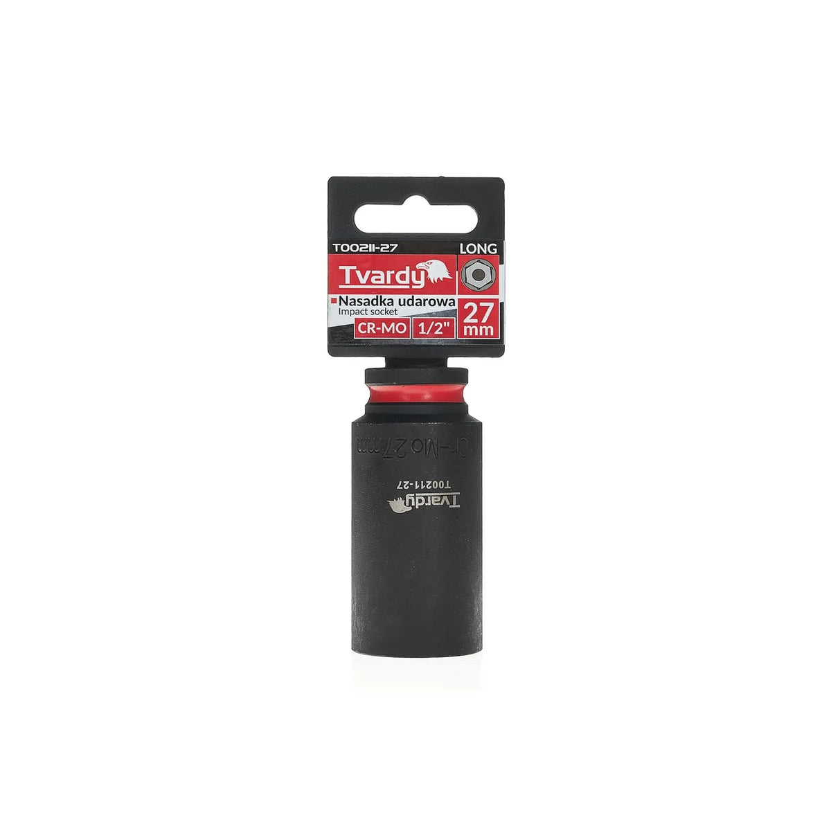 Tvardy Impactdop lang 1/2" 6-zijdig 27 mm CR-MO