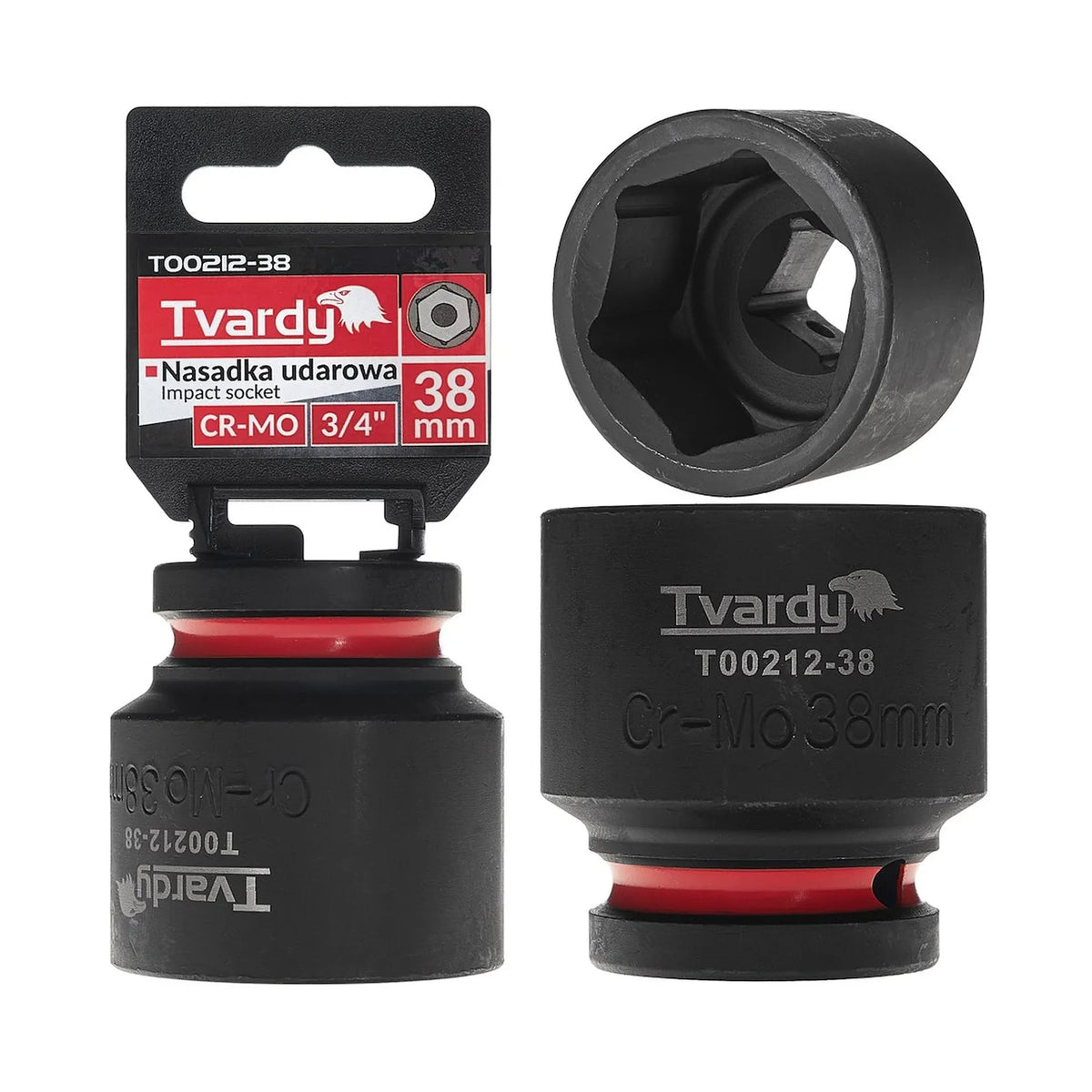 Tvardy Slagmoersok 3/4" 6-kant 38 mm CR-MO kort