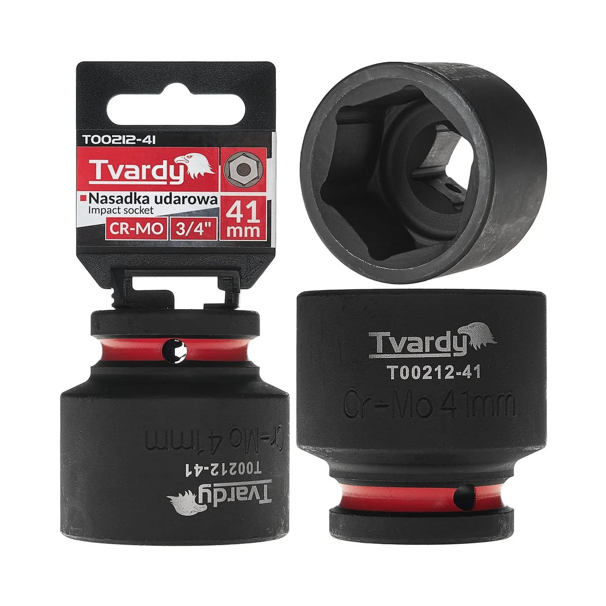 Tvardy Slagmoersok 3/4" 6-kant 41 mm CR-MO kort
