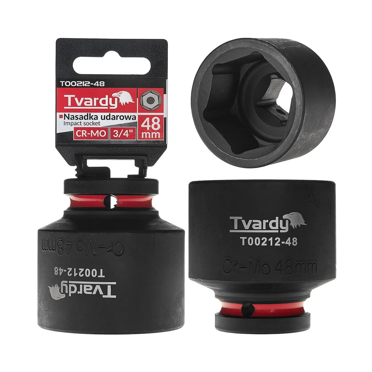 Tvardy Slagmoerdop 3/4" 6-kant 48 mm CR-MO kort