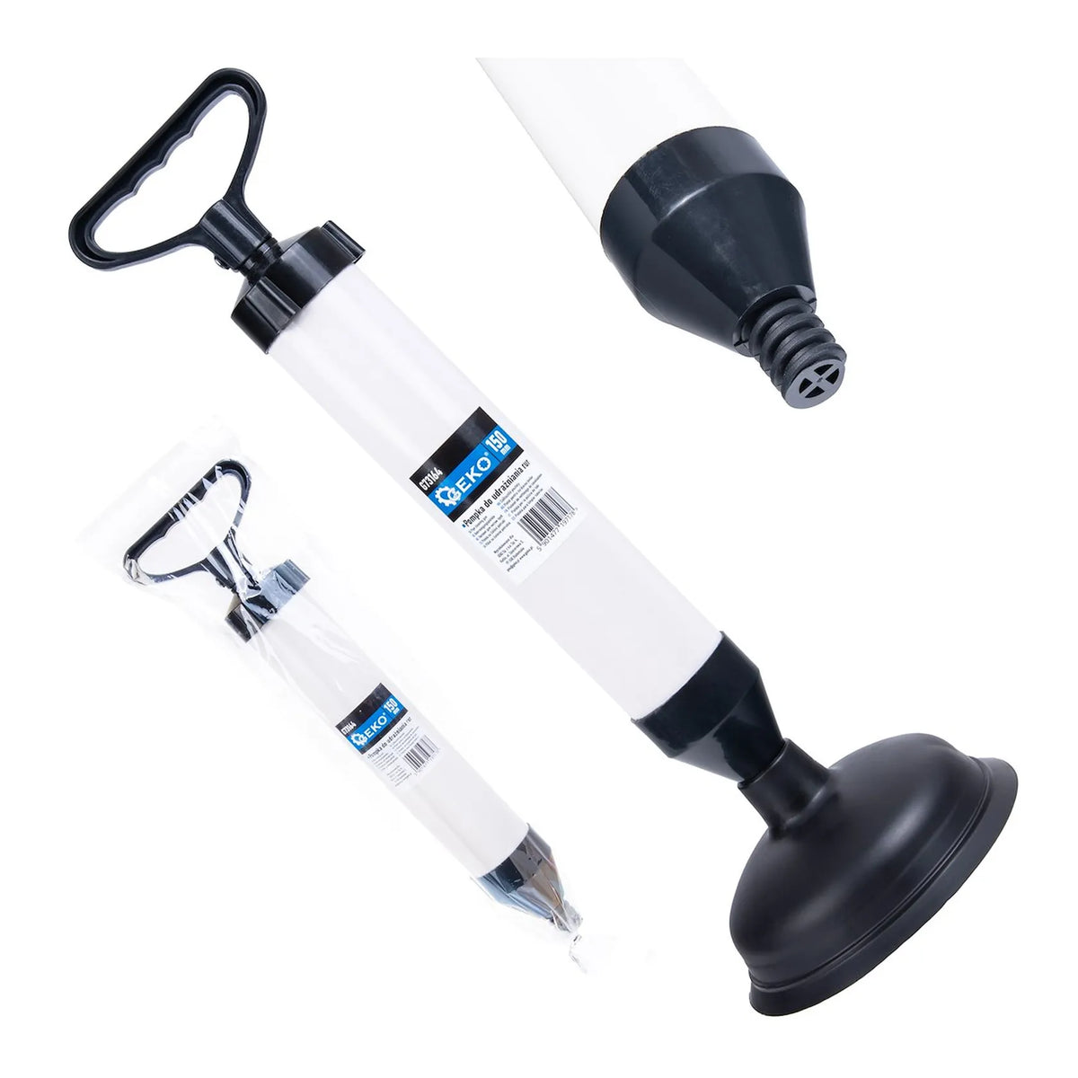 GEKO Pijpenontstopper handpomp met universele 155 mm nozzle