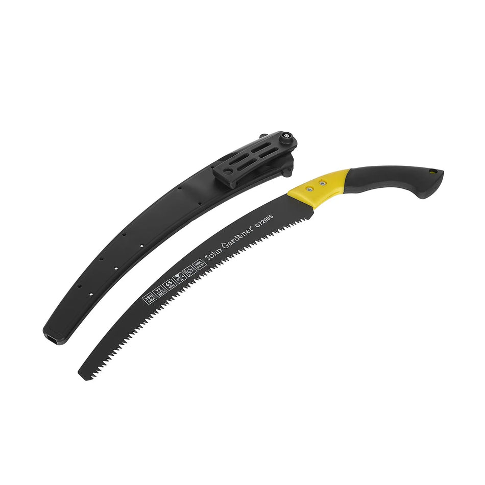 John Gardener Tuinzaag met gebogen blad 35 cm 65Mn PTFE coating met schede