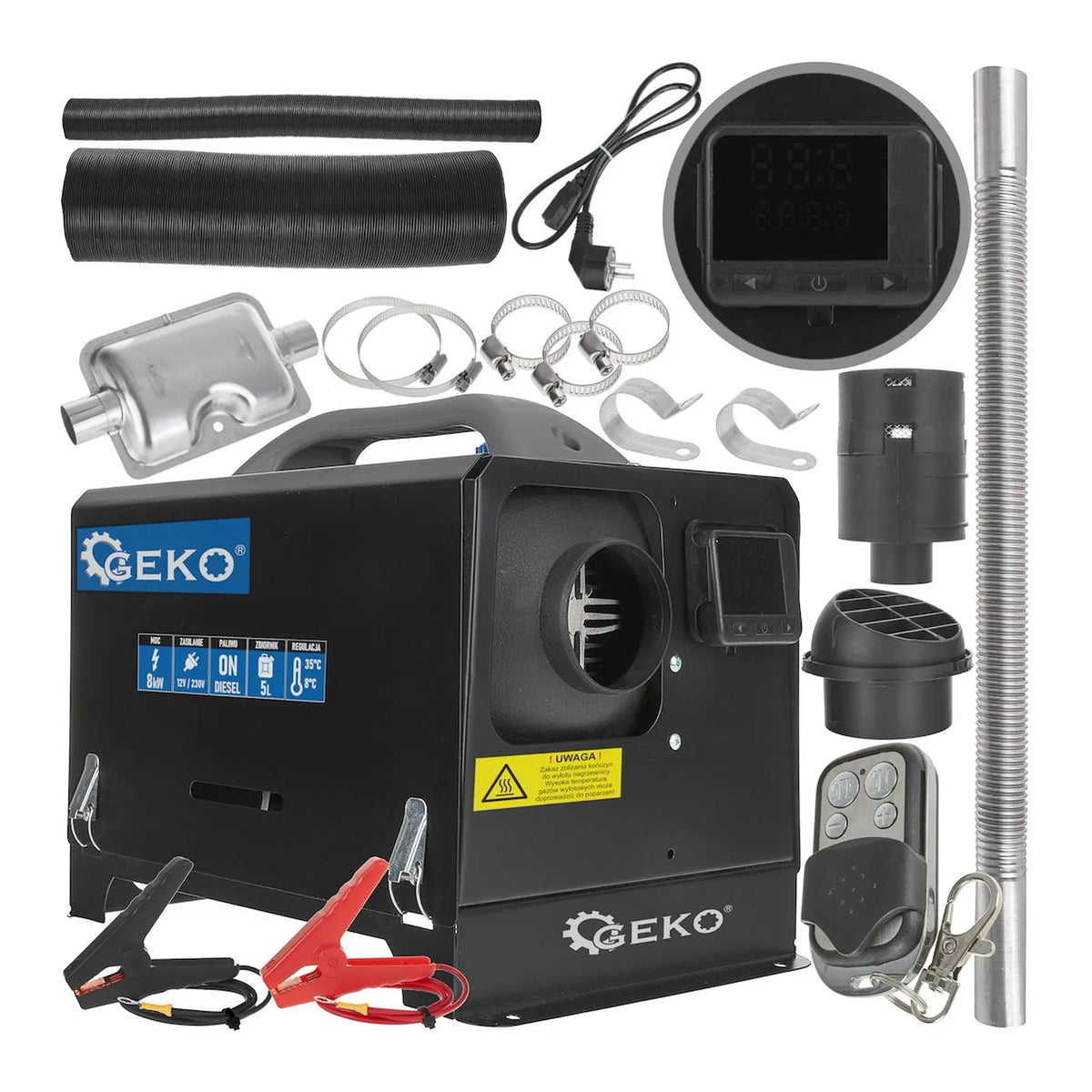 GEKO Diesel luchtverwarmer 12 V/230 V 8 kW met geïntegreerde brandstoftank