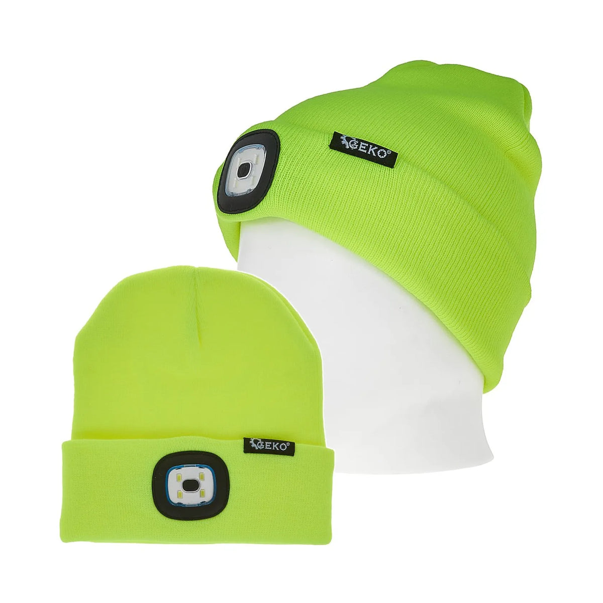 GEKO wintermuts met oplaadbare LED-lamp geel