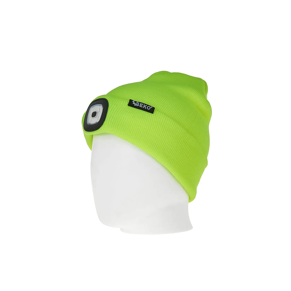 GEKO wintermuts met oplaadbare LED-lamp geel