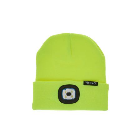 GEKO wintermuts met oplaadbare LED-lamp geel