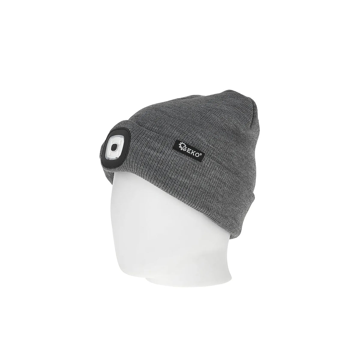 GEKO wintermuts met oplaadbare LED hoofdlamp grijs-zwart