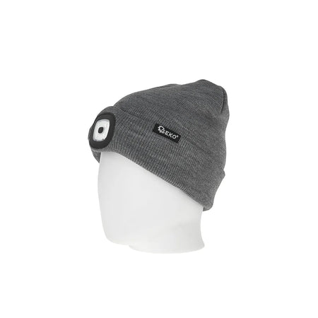 GEKO wintermuts met oplaadbare LED hoofdlamp grijs-zwart