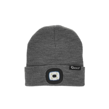 GEKO wintermuts met oplaadbare LED hoofdlamp grijs-zwart