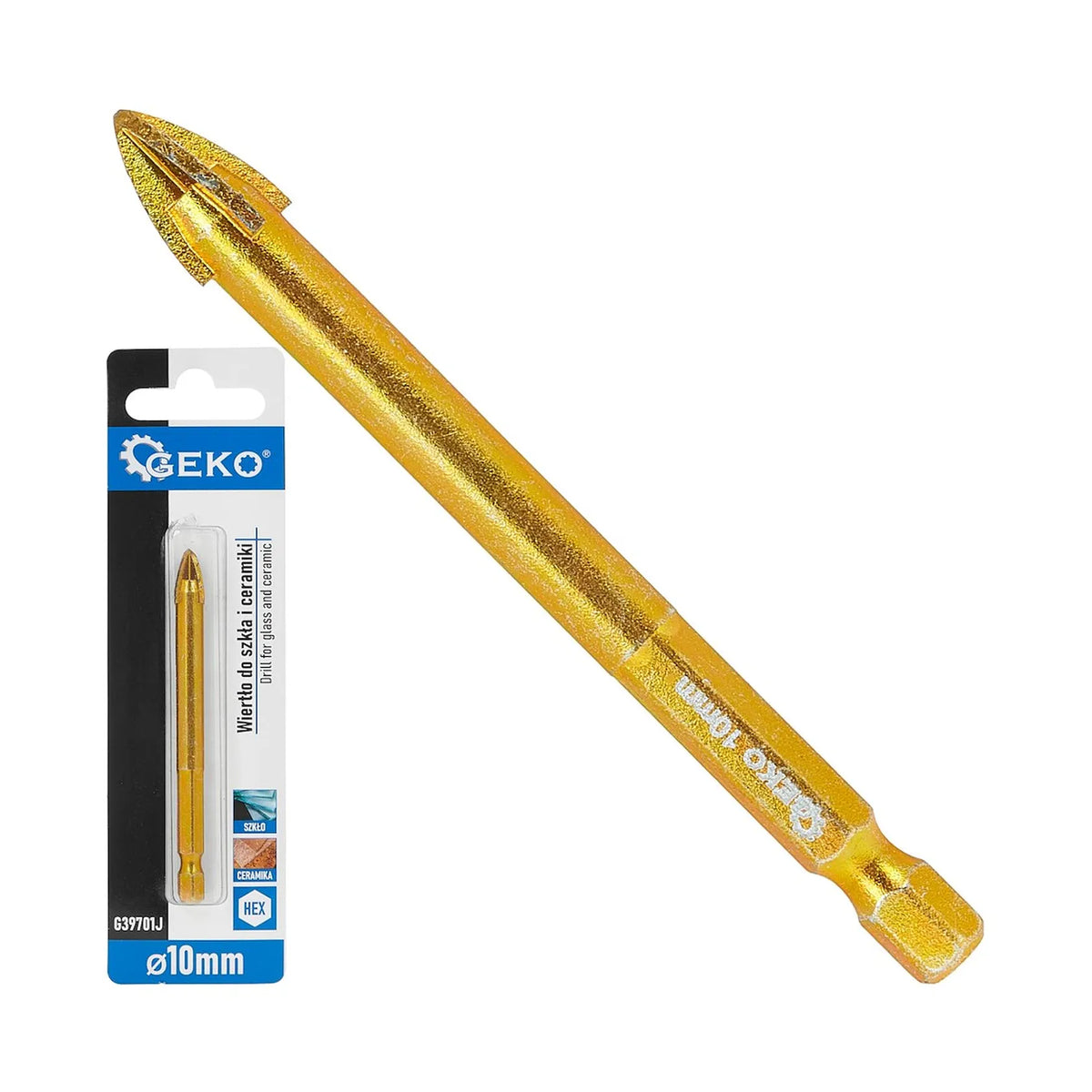 GEKO boor voor glas en keramiek met 10 mm HEX-schacht