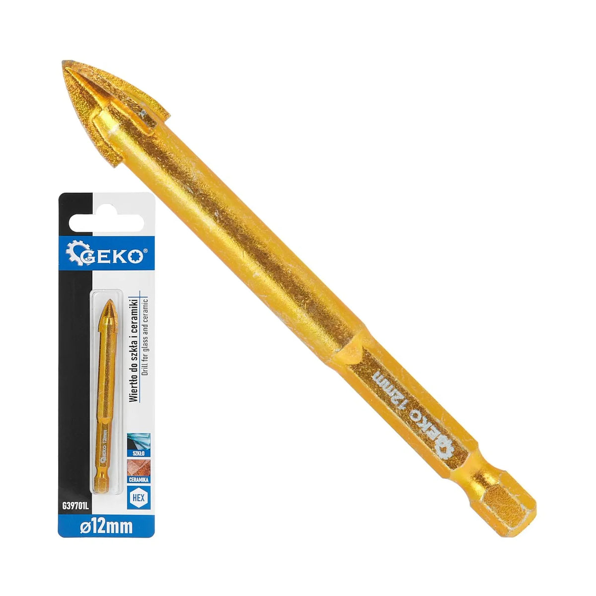 GEKO Boor voor glas en keramiek met 12 mm HEX schacht