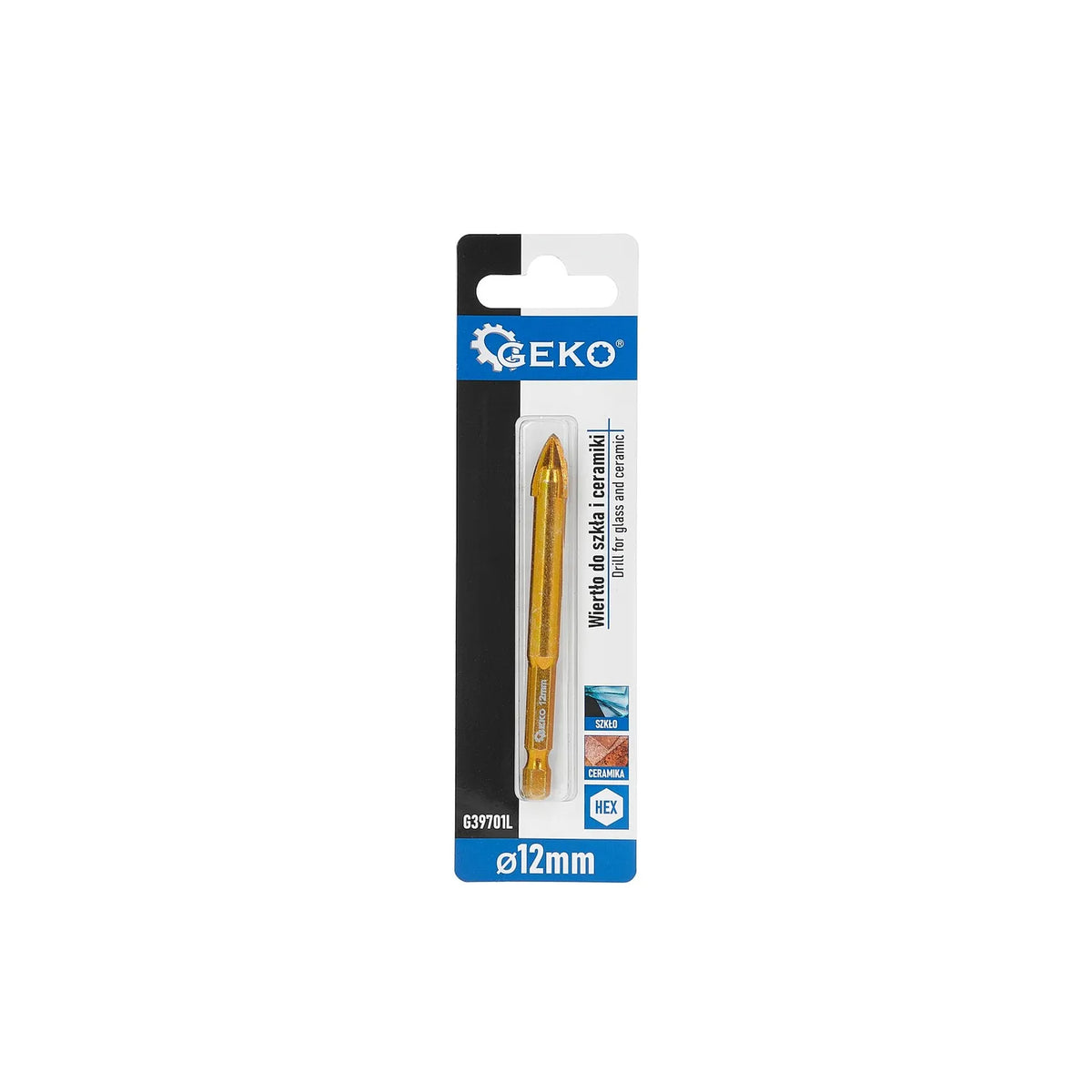 GEKO Boor voor glas en keramiek met 12 mm HEX schacht