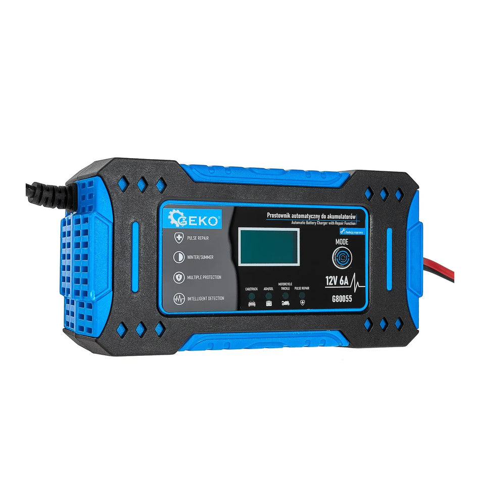 GEKO automatische 12 V acculader met 6 A en batterij reparatiefunctie