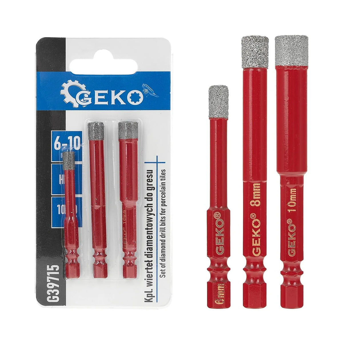 GEKO Diamant Boorset voor Tegels 6 - 10 mm HEX 3-delig