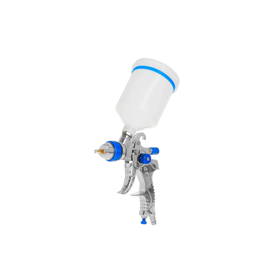 GEKO Spray gun HVLP met 600 ml pot en 4 spuitmonden 1,4 - 1,7 - 2,0 - 2,5 mm