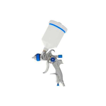 GEKO Spray gun HVLP met 600 ml pot en 4 spuitmonden 1,4 - 1,7 - 2,0 - 2,5 mm