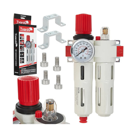 GEKO Luchtfilter Regulator & Smeerder 1/4" met Drukmeter