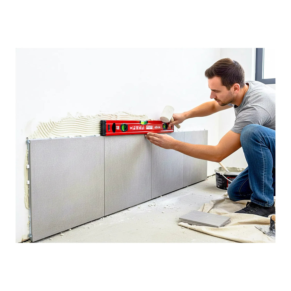 GEKO Aluminium waterpas Strong Line 400 mm met magnetisch profiel