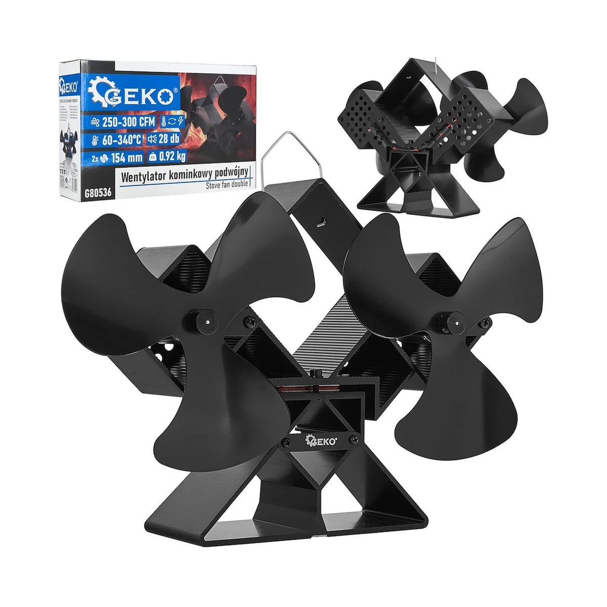 GEKO Thermo-elektrische dubbele kachelventilator 2 x 154 mm