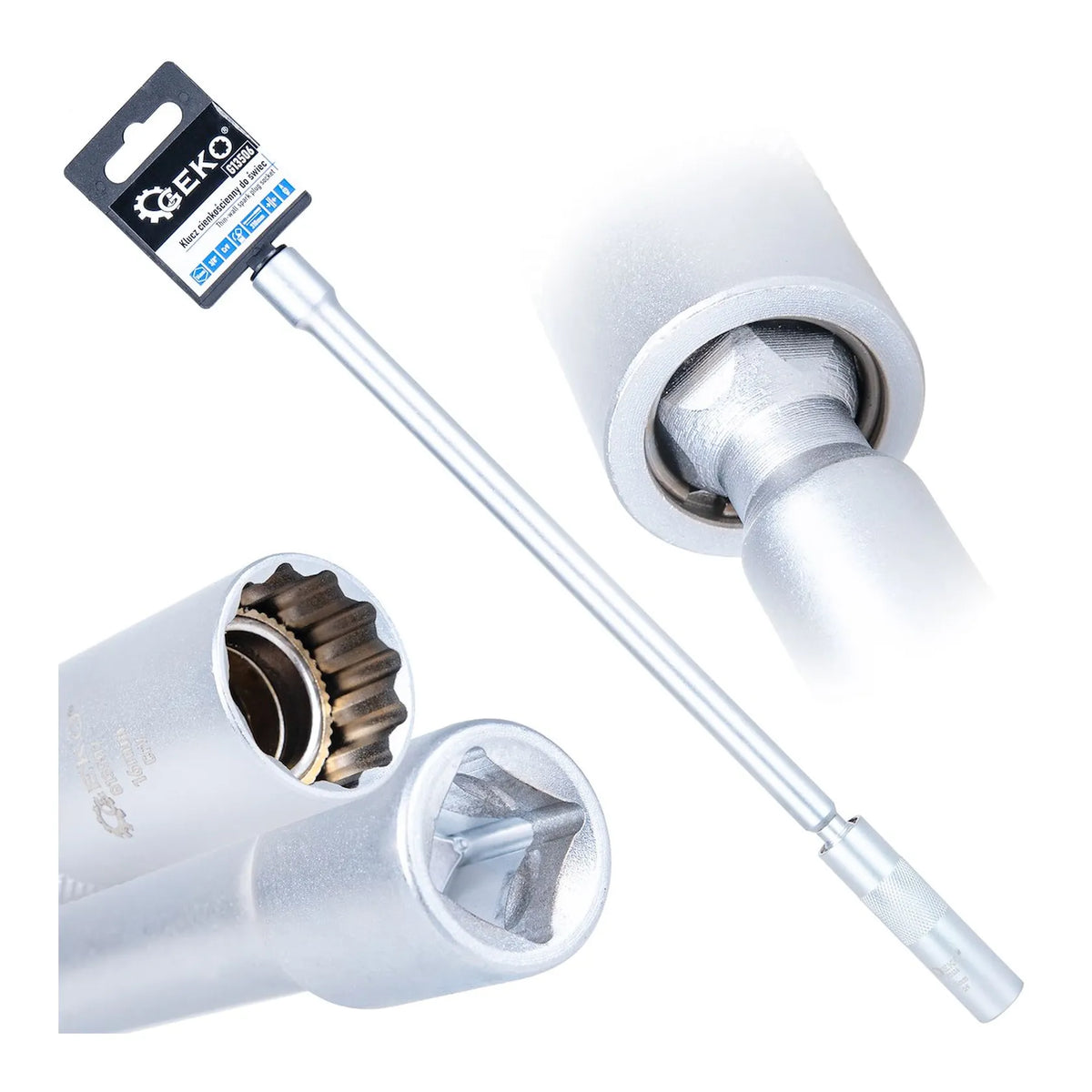 GEKO Dunwandige bougiesleutel 3/8" 14 mm met universeel gewricht