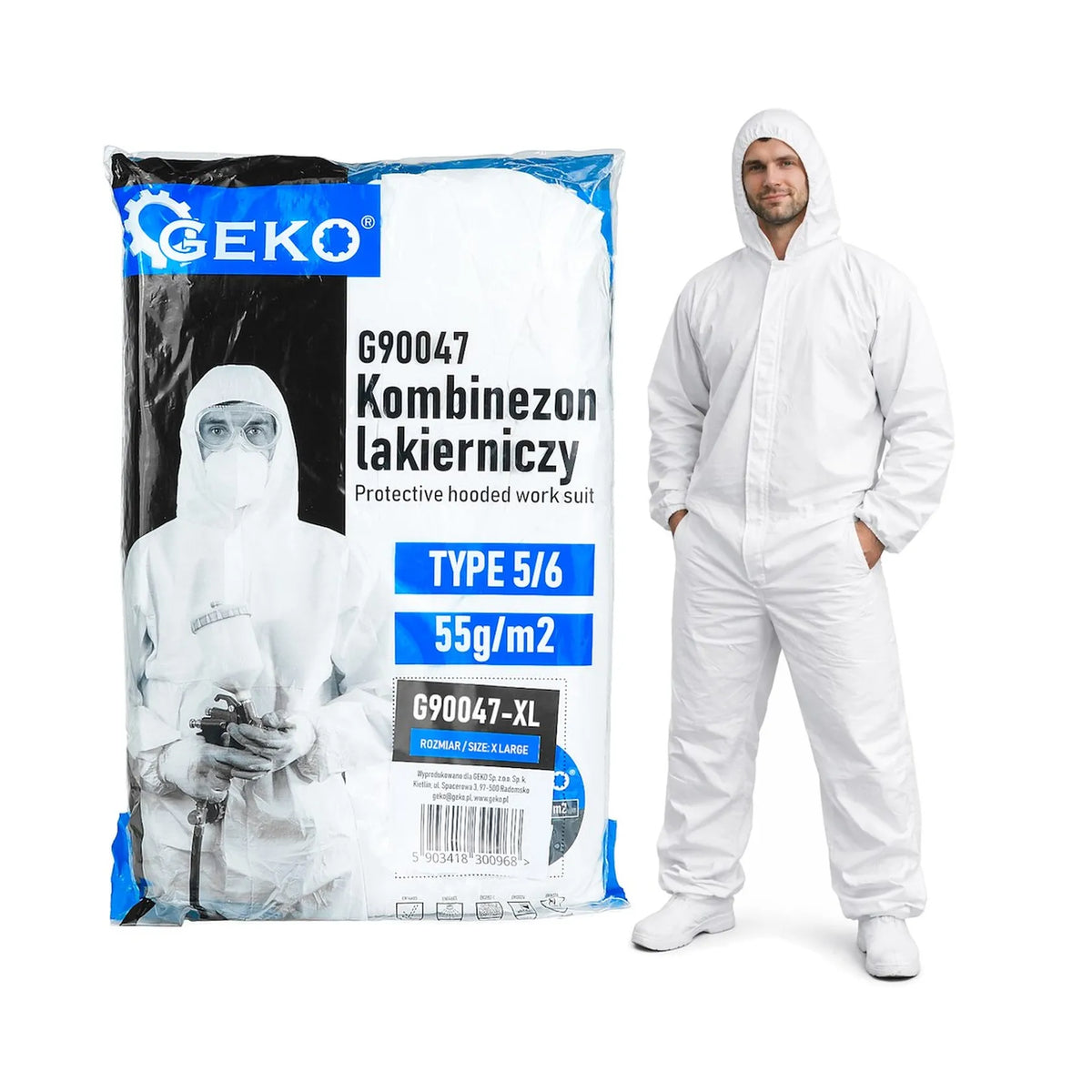 GEKO Beschermend werkpak met capuchon 55g/m2 type 5/6 maat XL