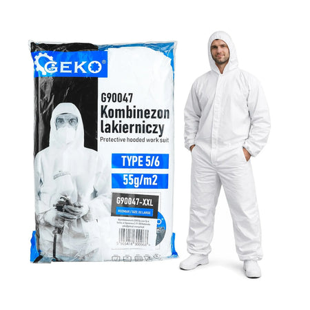 GEKO Beschermend hooded werkpak type 5/6 wit XXL 55gsm