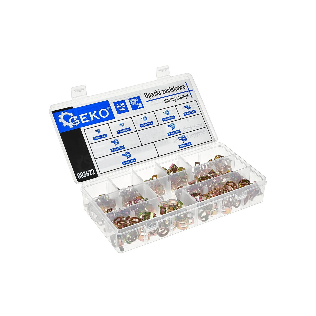 GEKO Veerbandklemmen staal 8 - 18 mm set 135 stuks