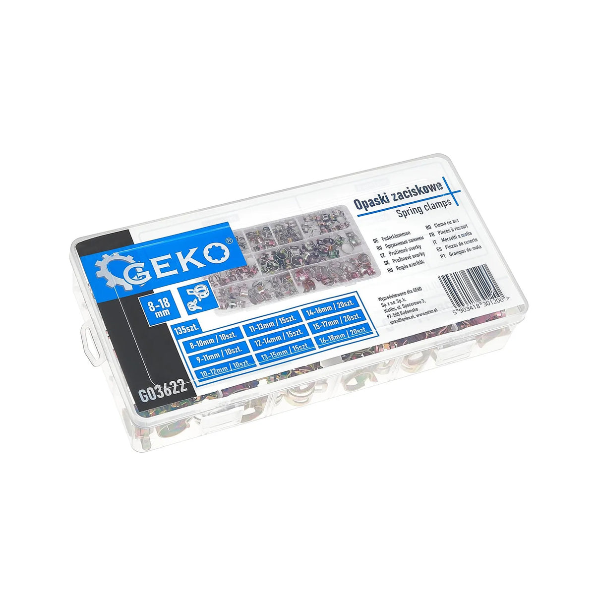 GEKO Veerbandklemmen staal 8 - 18 mm set 135 stuks