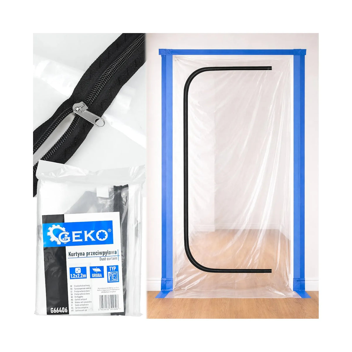 GEKO Deurafdekfolie met C-rits 220x120 cm transparant