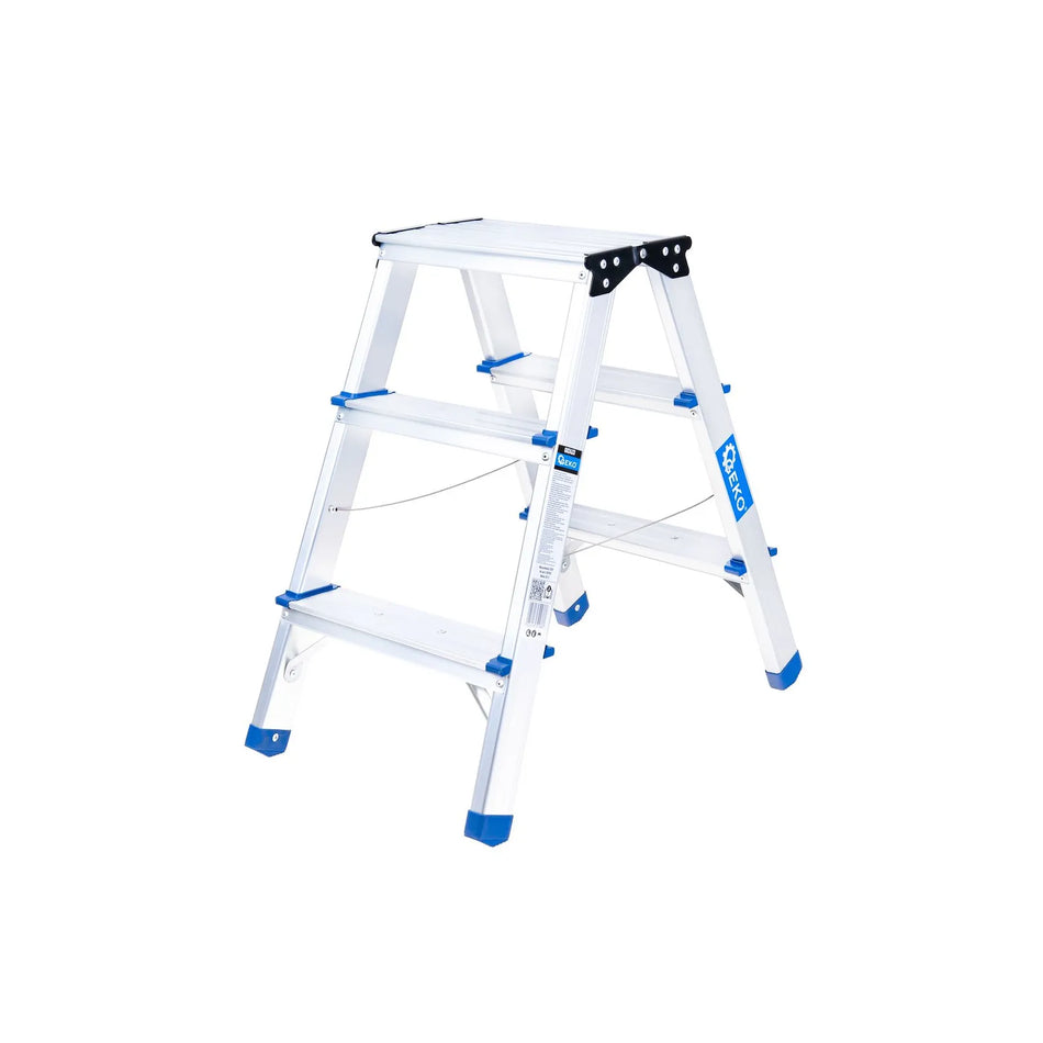 GEKO aluminium dubbelzijdige 3-traps ladder 150 kg