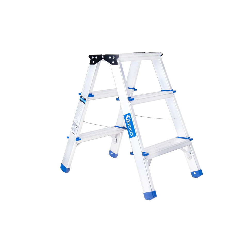 GEKO aluminium dubbelzijdige 3-traps ladder 150 kg