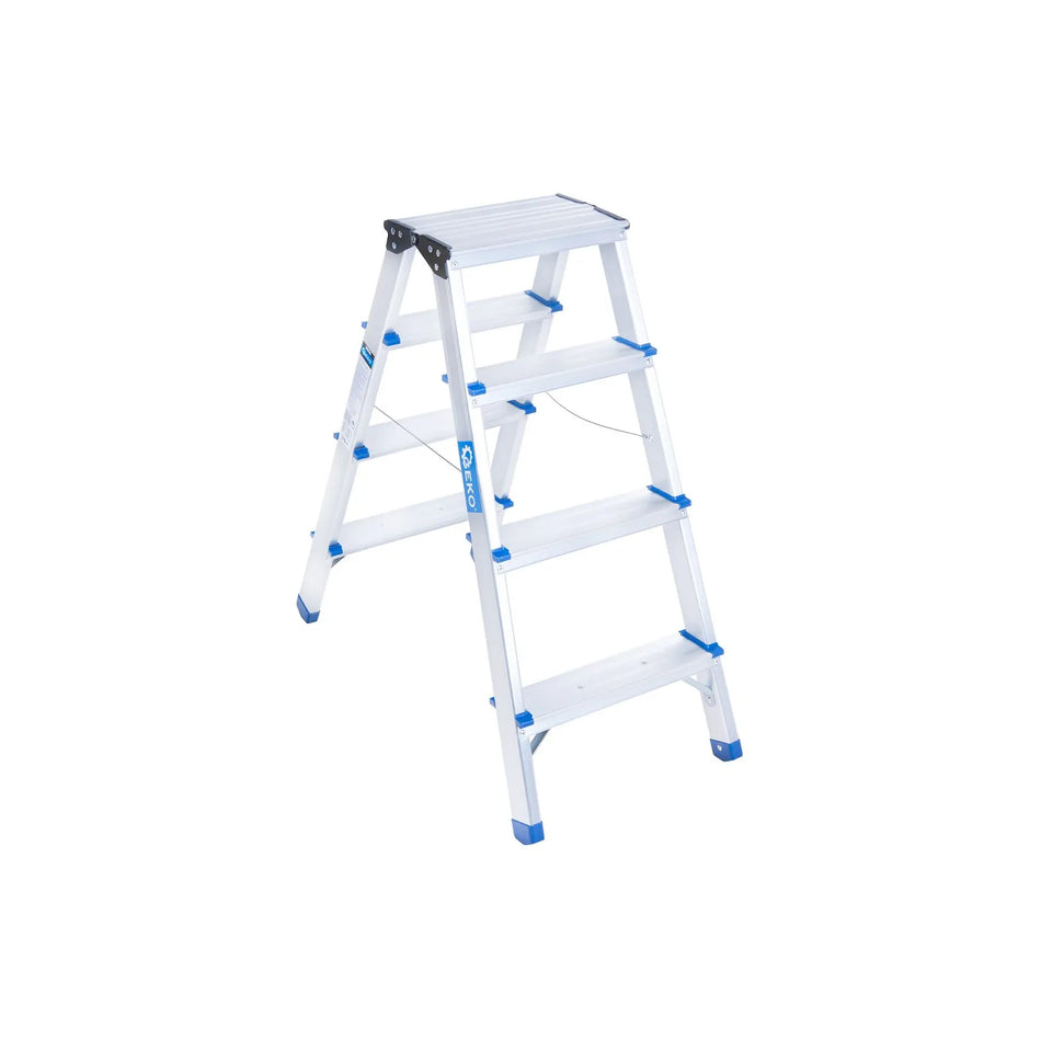 GEKO aluminium dubbelzijdige 4-traps huishoudladder 150 kg draagkracht