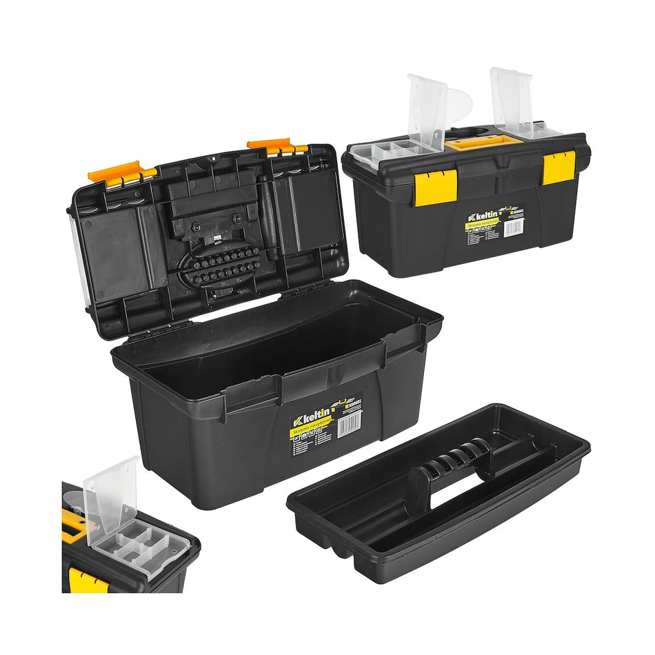 Keltin kunststof gereedschapskist met bitorganizer en trays 16"