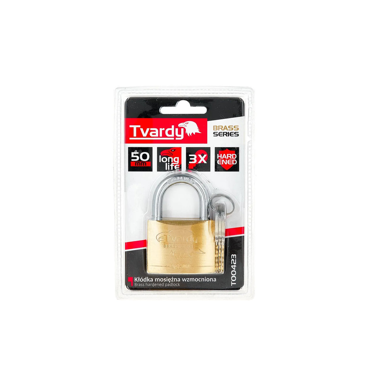 Tvardy Verstevigd messing hangslot 50 mm BRASS-SERIES
